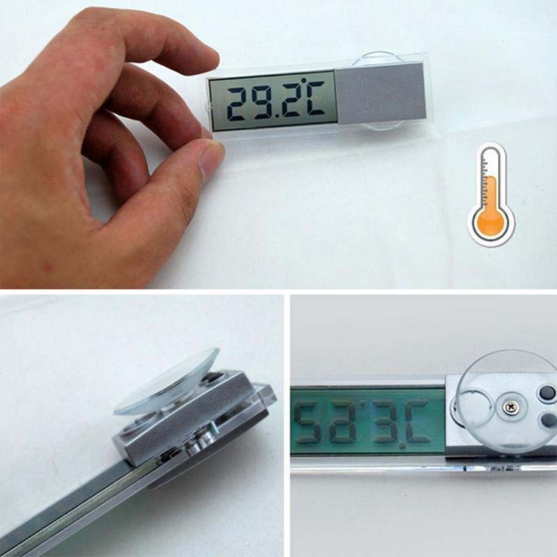 車用 カー用品 デジタル温度計 透過液晶 吸盤固定式  車載 温室 小型温度計 吸盤式 
